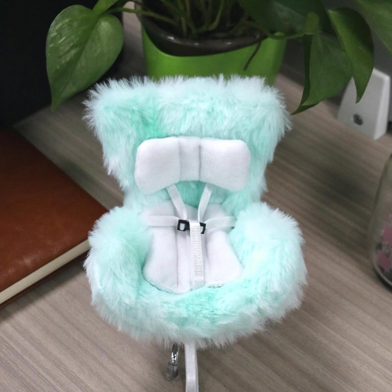 Walant Doll Car Seat Compatible with Labubu, Chair for 10-17cm Dolls - Adjustable Safety Strap, Air Vent Clip & Desktop Stand, Soft Cushion, Cute Car Ornament Gift for Collectors & Fans (Mint Green Ombre) - Image 2